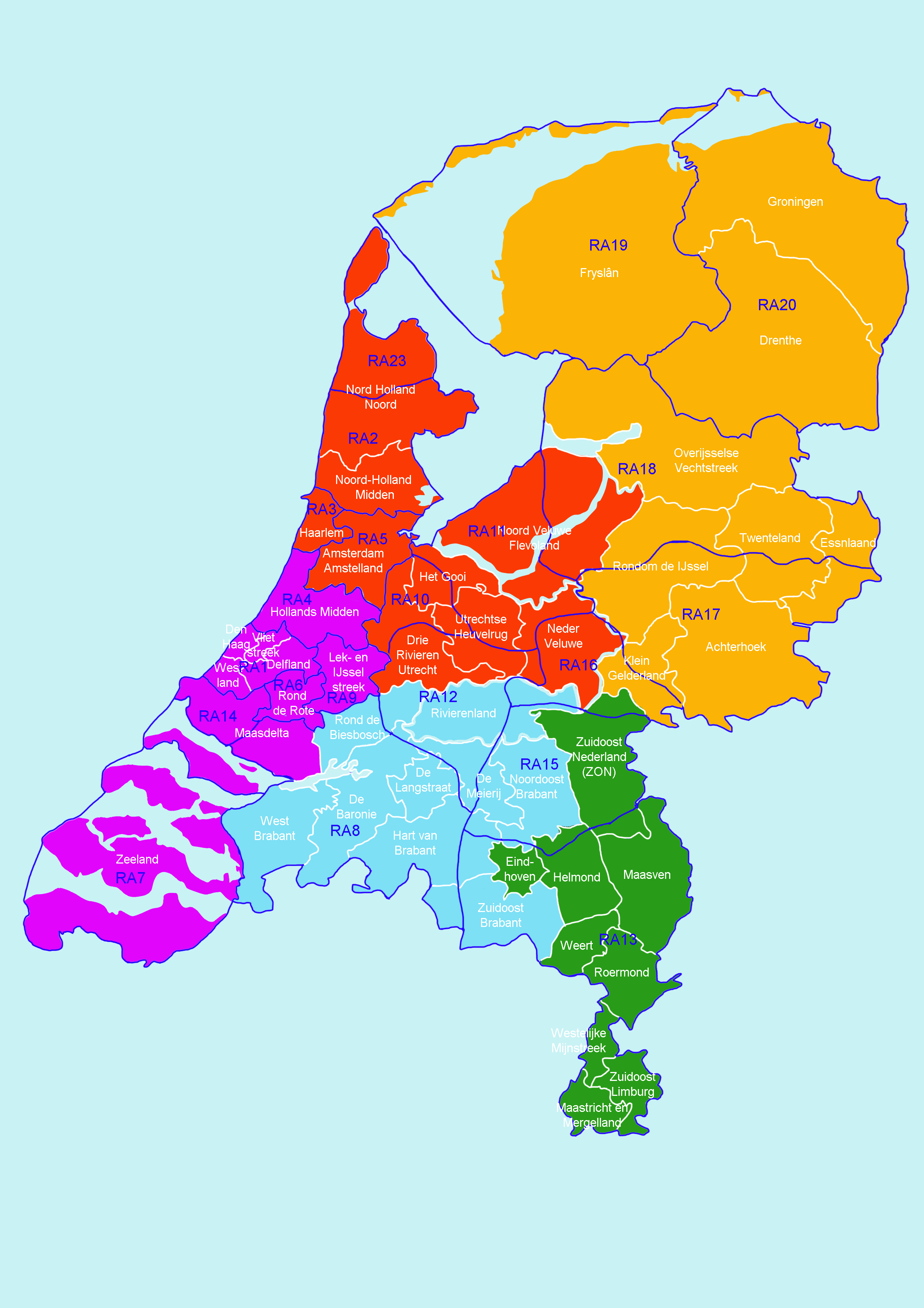 Indeling regio's en admiraliteiten